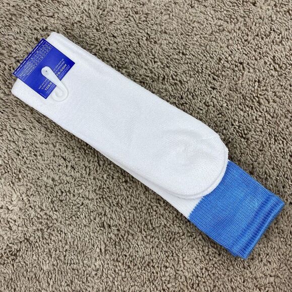 TCK Sports 2-n-1 Baseball Softball Stirrup Socks Mens L White Carolina Blue NWT - Picture 6 of 6